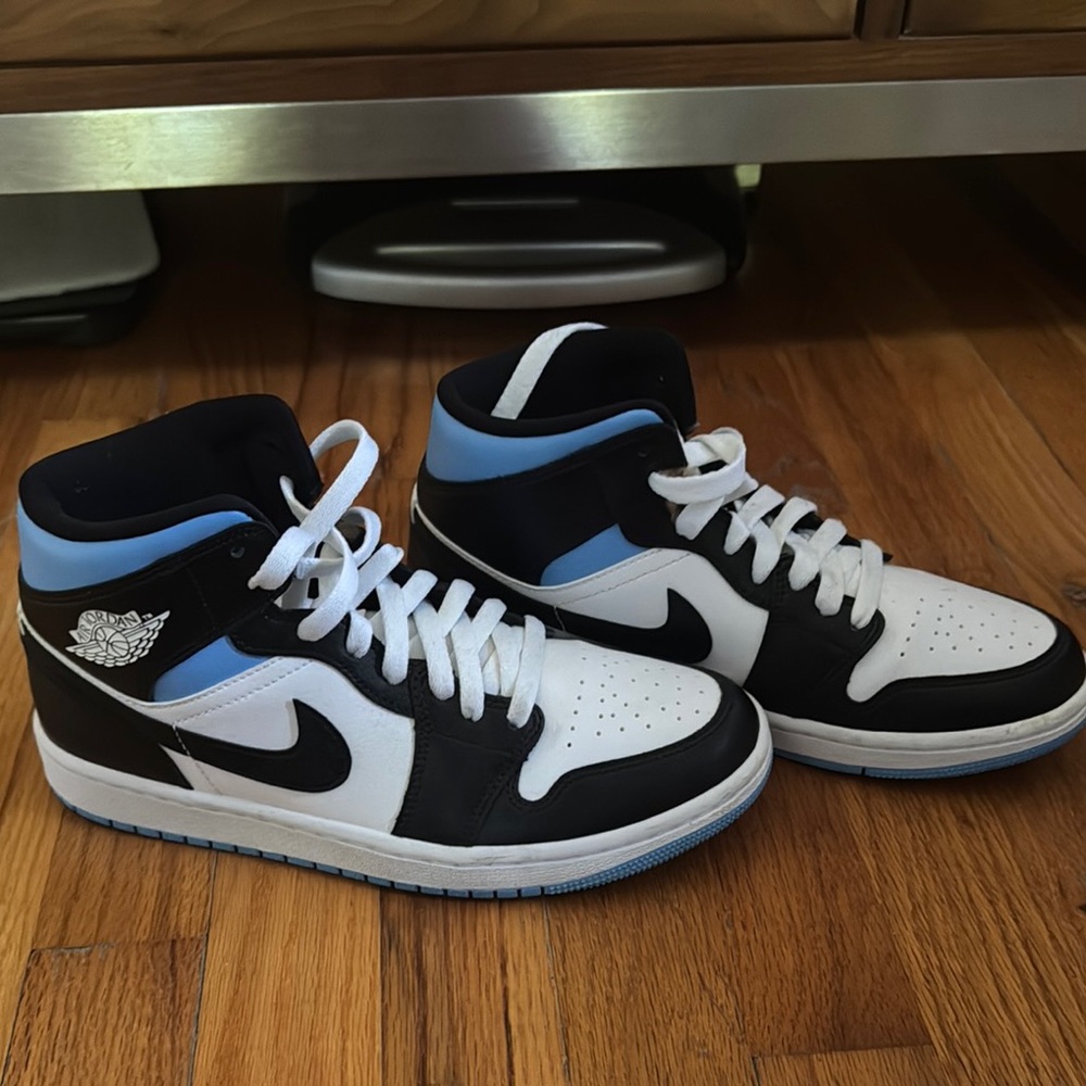 Jordan Black and Blue Mid-Top Sneakers